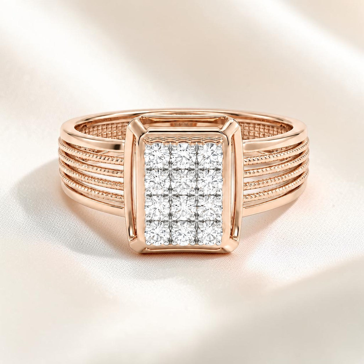 18KT Rose Gold Heritage Frame Diamond Men's Ring