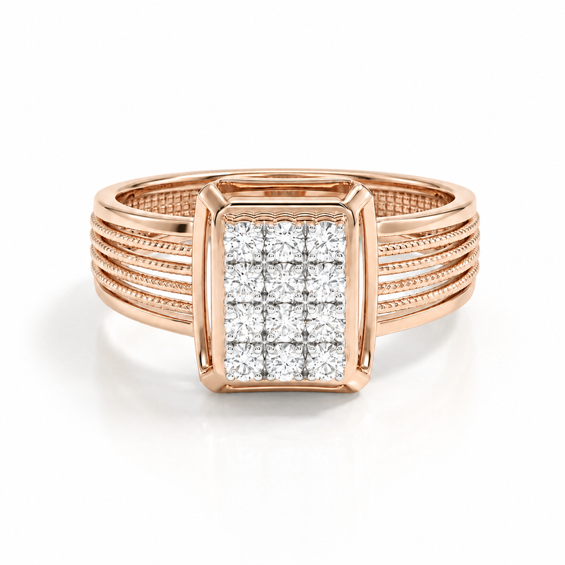 18KT Rose Gold Heritage Frame Diamond Men's Ring