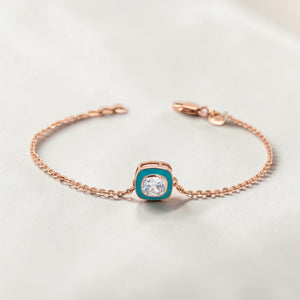 18KT Gold Bracelet with Square Centre Stone | Minimal Design