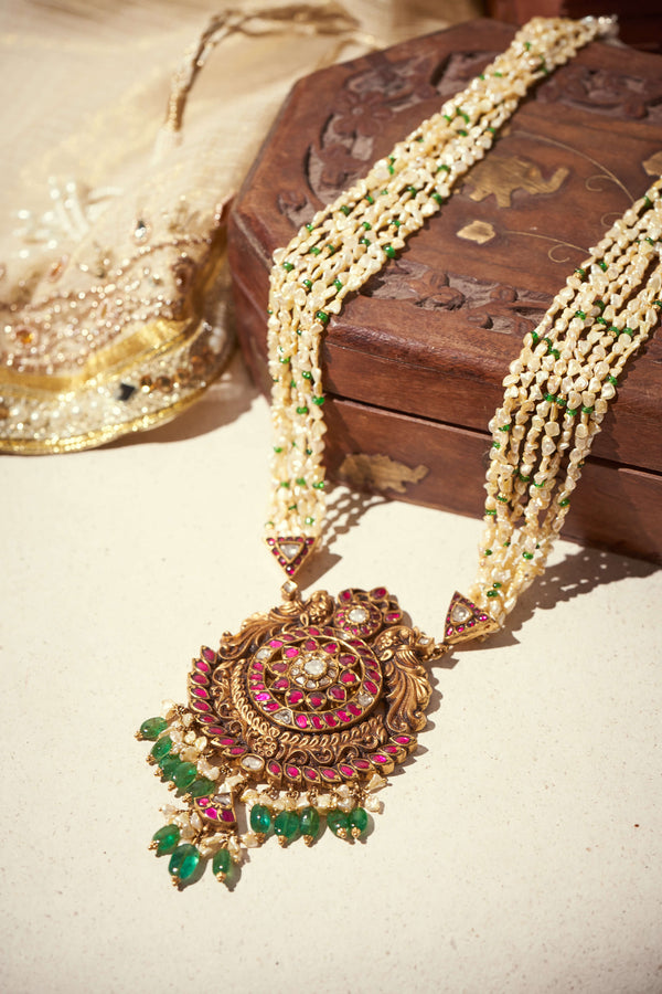 Temple Inspired Antique Gold Jhumka Earrings