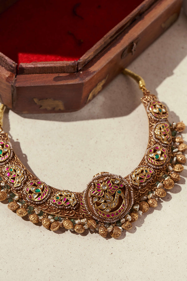Traditional Heritage Gold Necklace Set for Brides