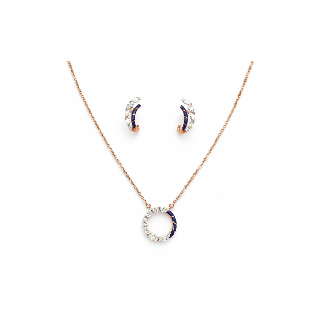Diamond Pendant & Earring Set in Gold