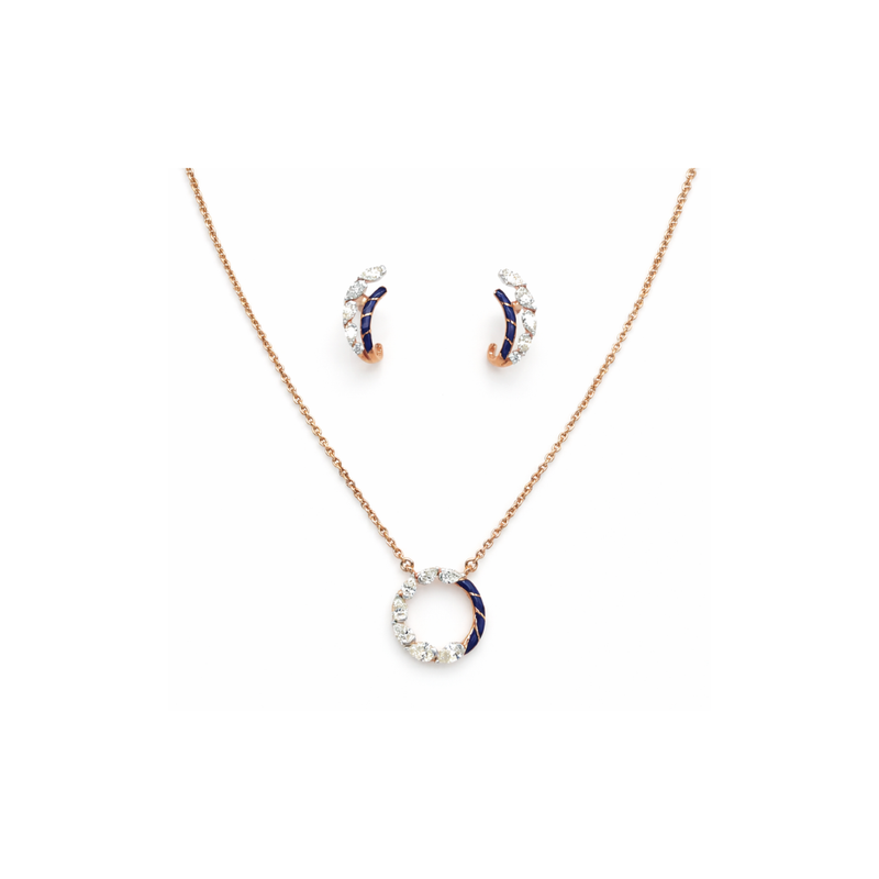 Diamond Pendant & Earring Set in Gold
