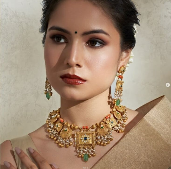 Traditional South Indian Temple Gold Necklace