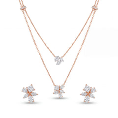 Rose Gold Diamond Floral Necklace