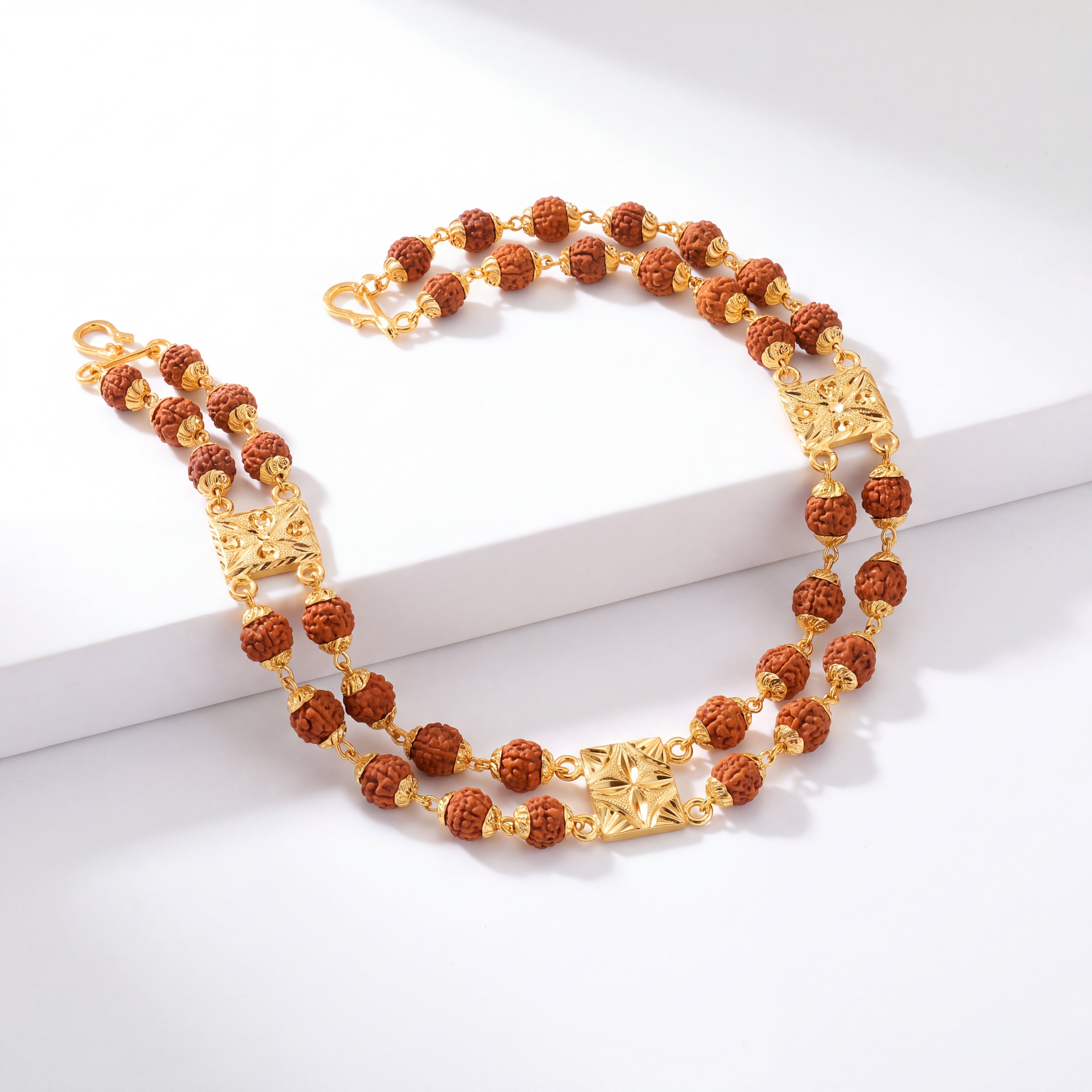 22K Gold Rudraksha Double Line Bracelet