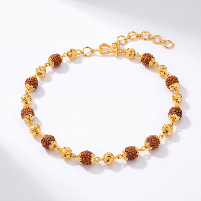 Divine Harmony 22K Gold Rudraksha Bracelet