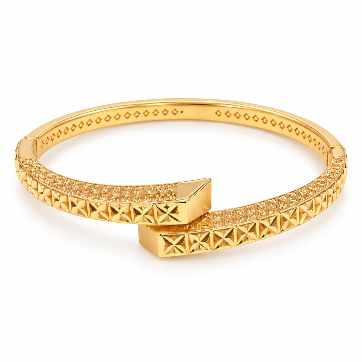 22KT Gold Geometric Textured Openable Kada