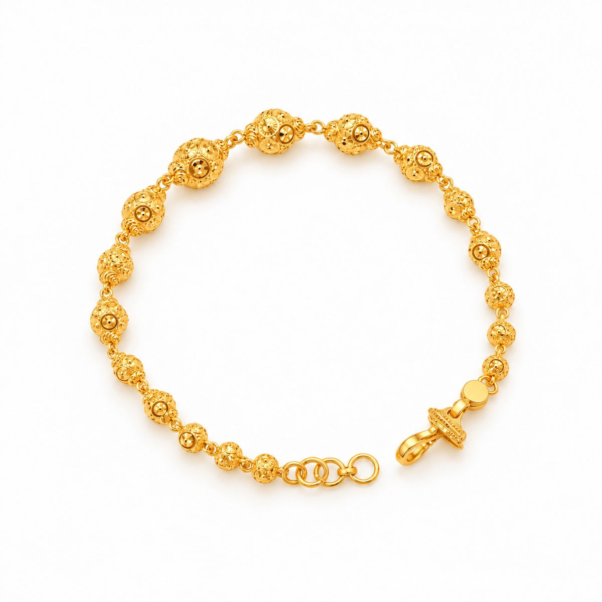22KT Gold Traditional Filigree Bead Bracelet