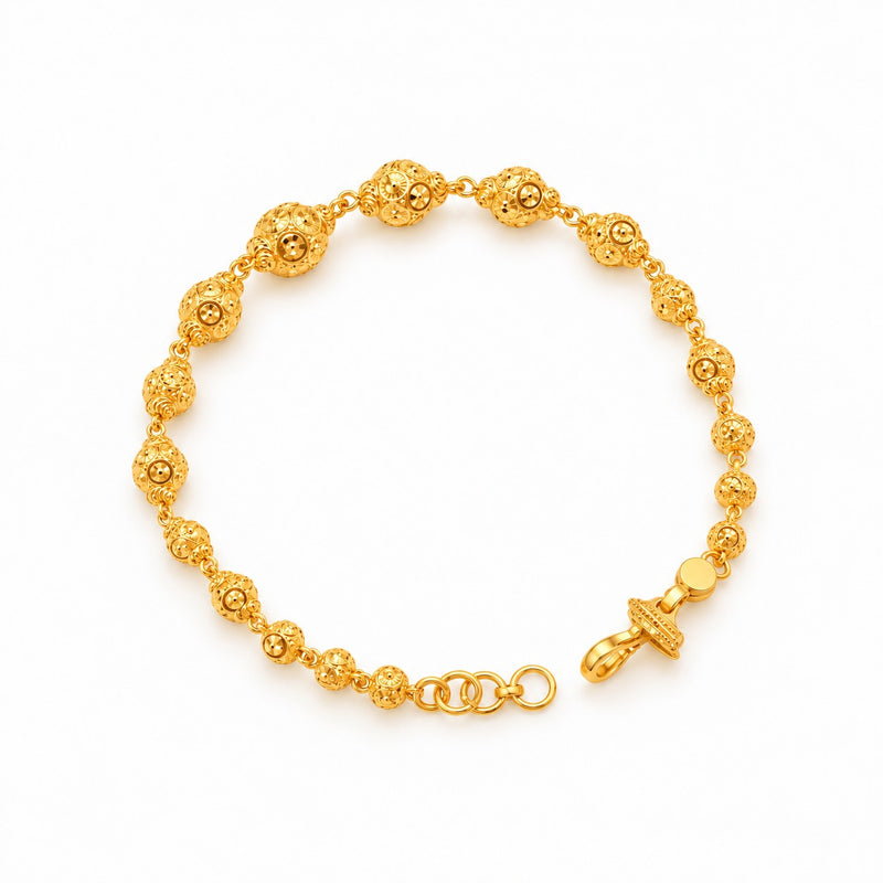 22KT Gold Traditional Filigree Bead Bracelet