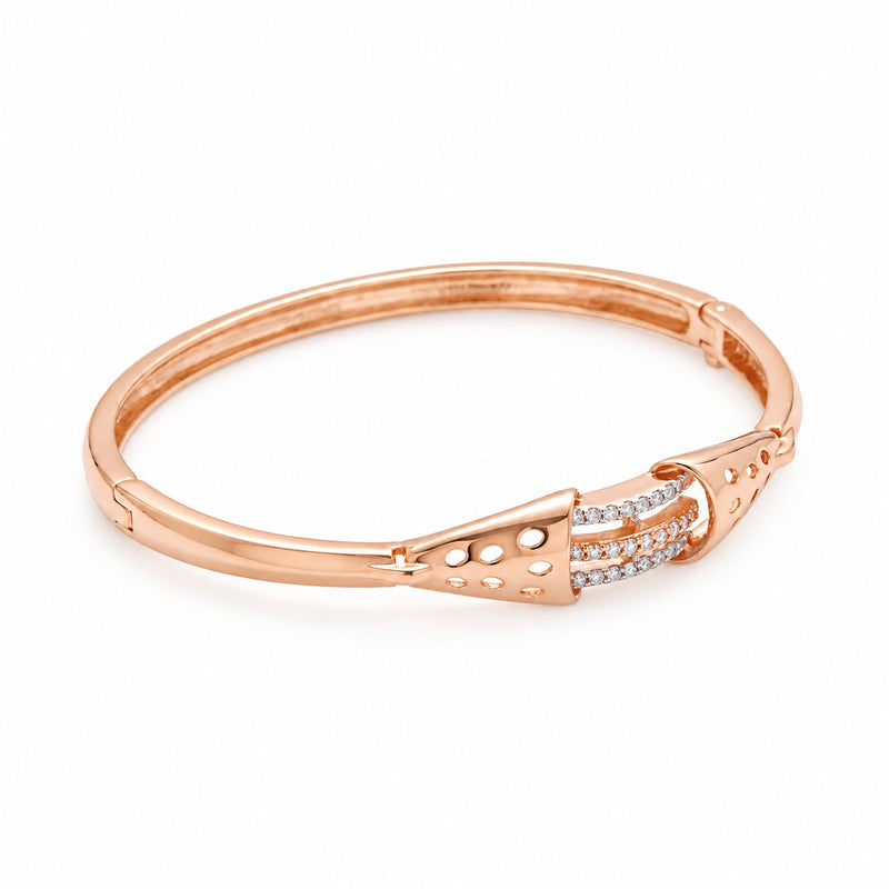 18KT Rose Gold Diamond Kada with Contemporary Openable Design