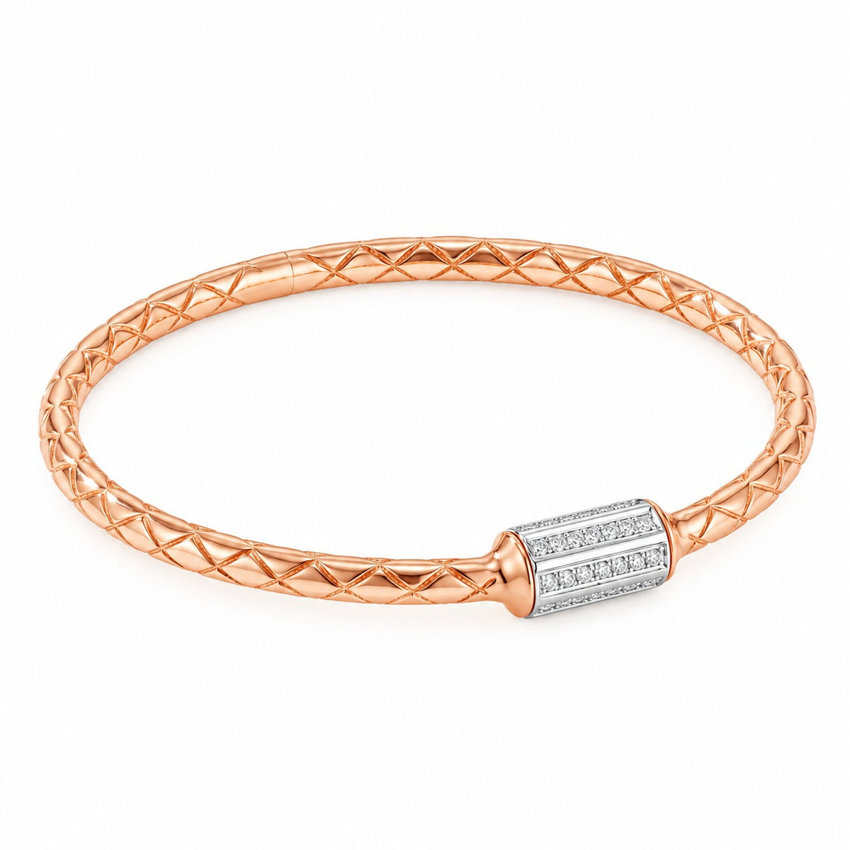 18KT Rose Gold Diamond Accent Designer Bracelet