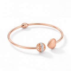 18KT Rose Gold Designer Openable Kada with Diamond Accents