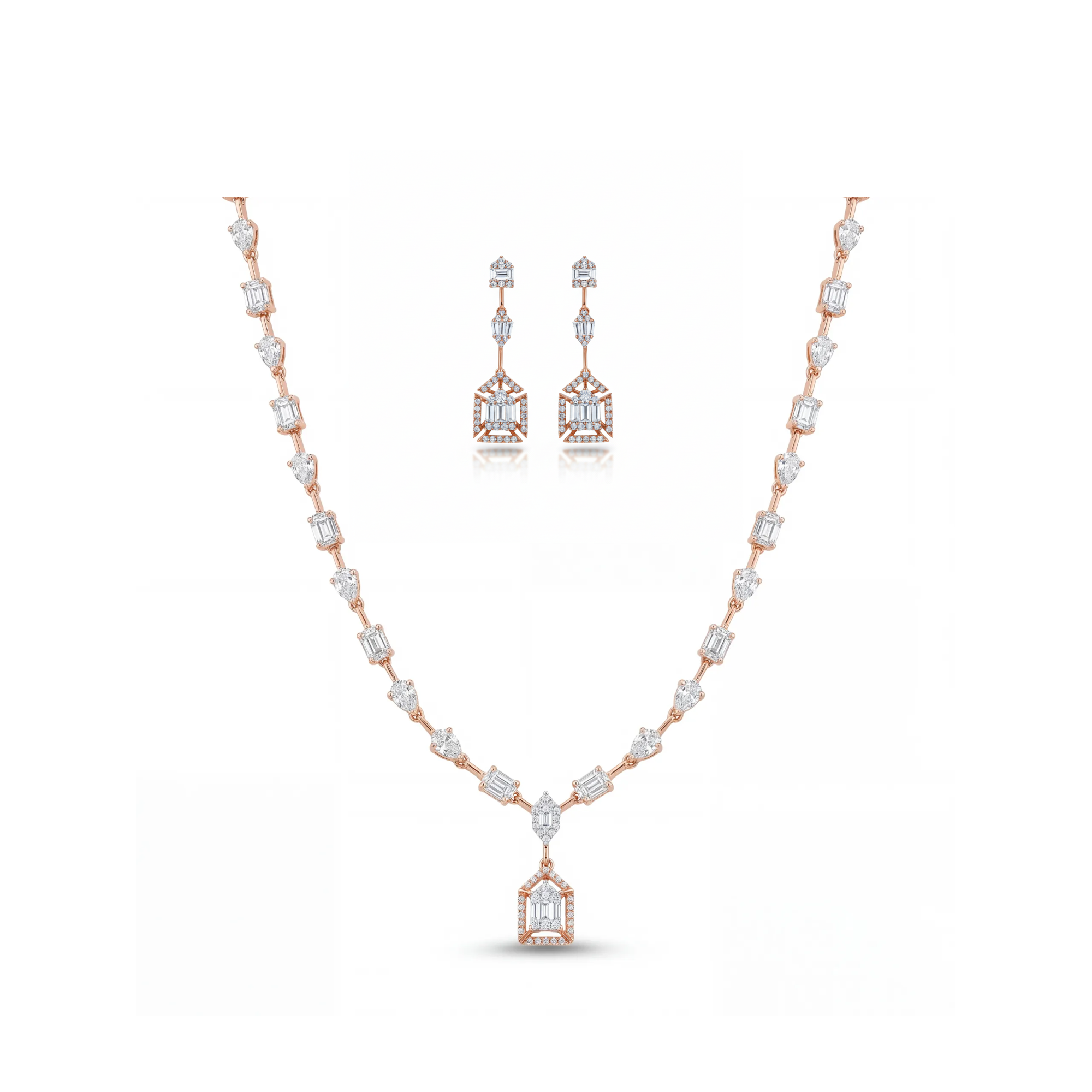 Designer Diamond Necklace & Earrings Set for Women