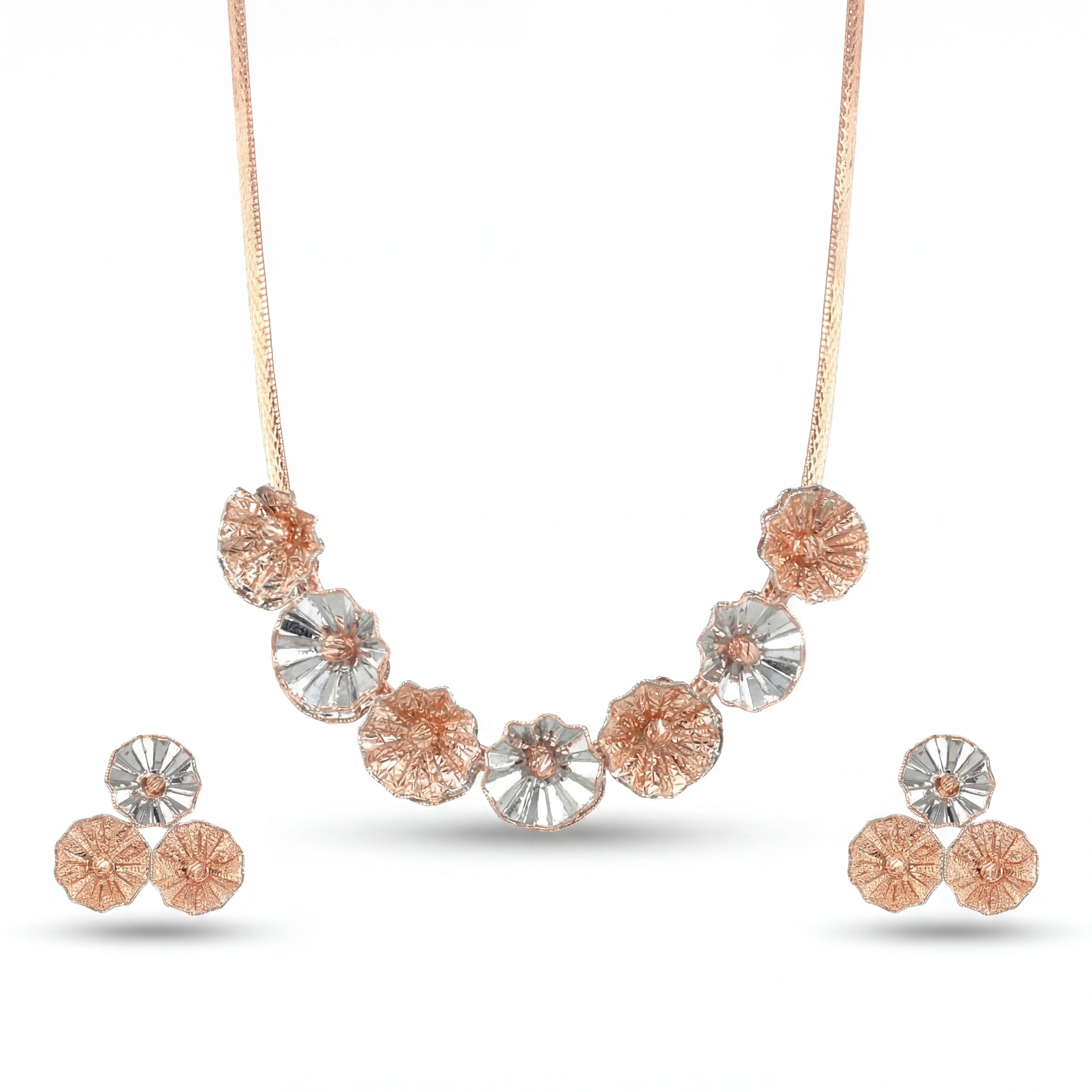 18KT Lightweight Floral Necklace Set for Women