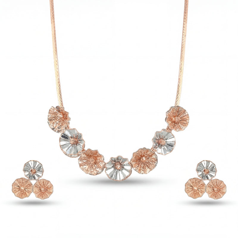 18KT Lightweight Floral Necklace Set for Women