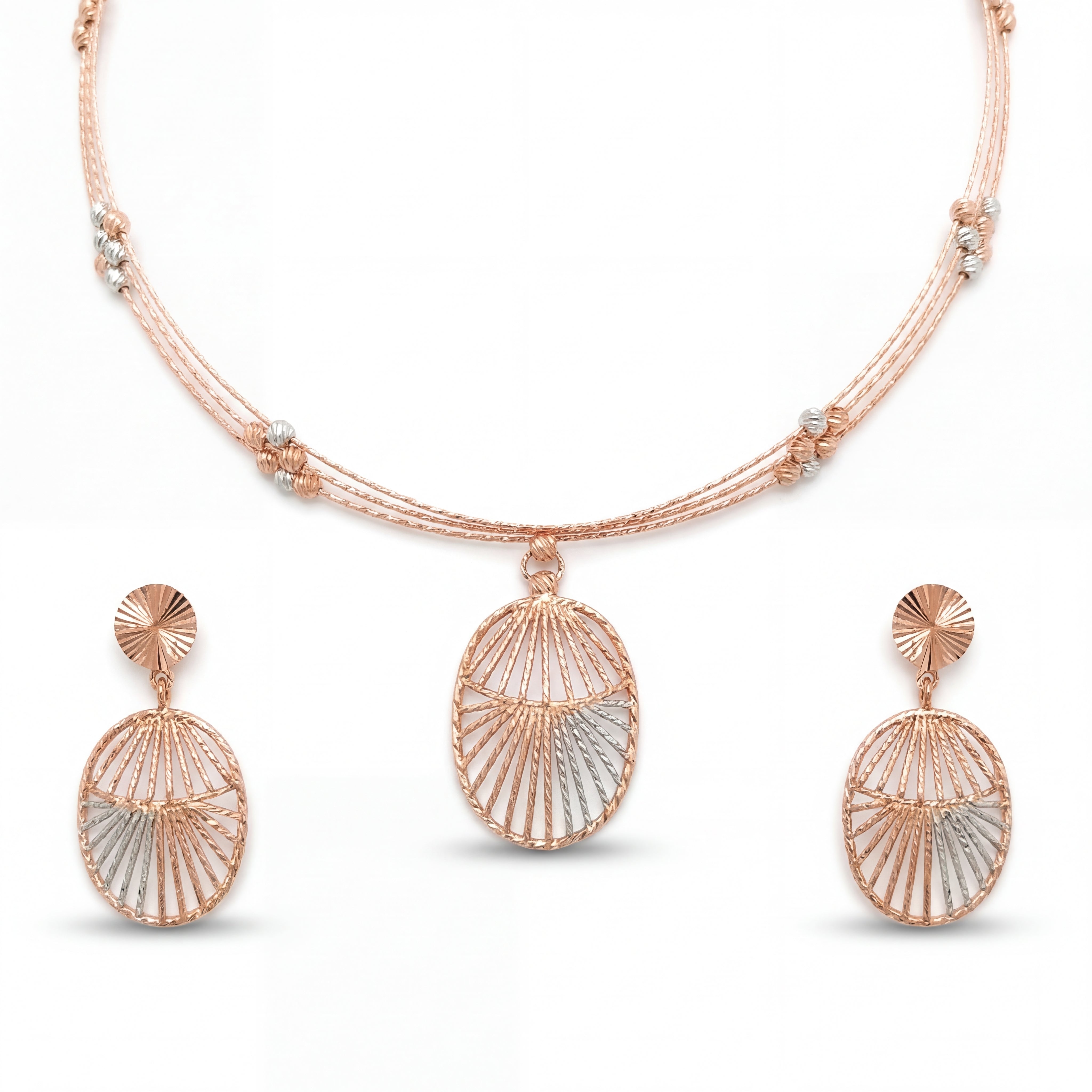 18KT Rose Gold Pendant Set | Gift-Ready Dual Shade