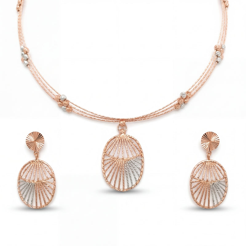 18KT Rose Gold Pendant Set | Gift-Ready Dual Shade