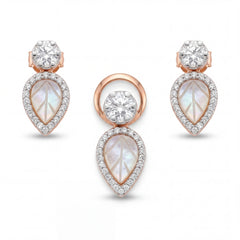 18KT Lightweight Pendant Set - Leaf Drop Design