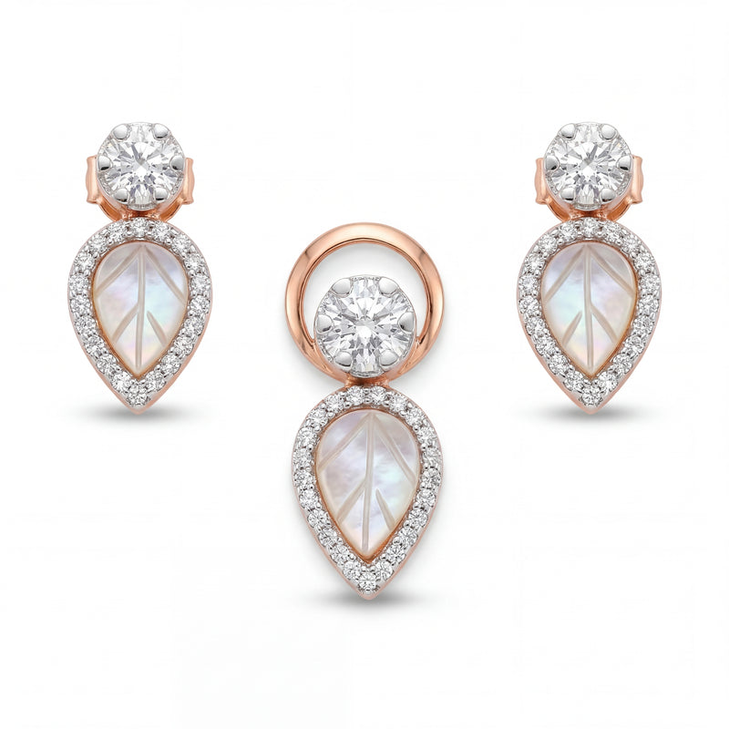 18KT Lightweight Pendant Set - Leaf Drop Design