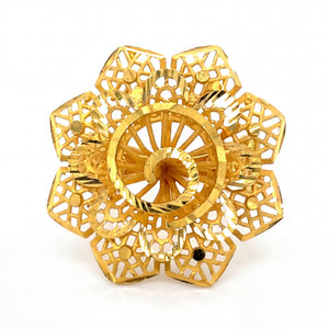 22KT Gold Floral Ring for Women | Intricate Cutwork Design