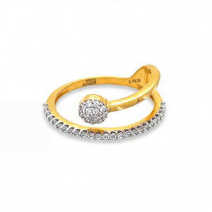 22KT Gold Ring for Women | CZ Ball & Half Stone Band