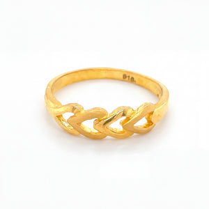 22KT Trendy Heart Chain Gold Ring for Women
