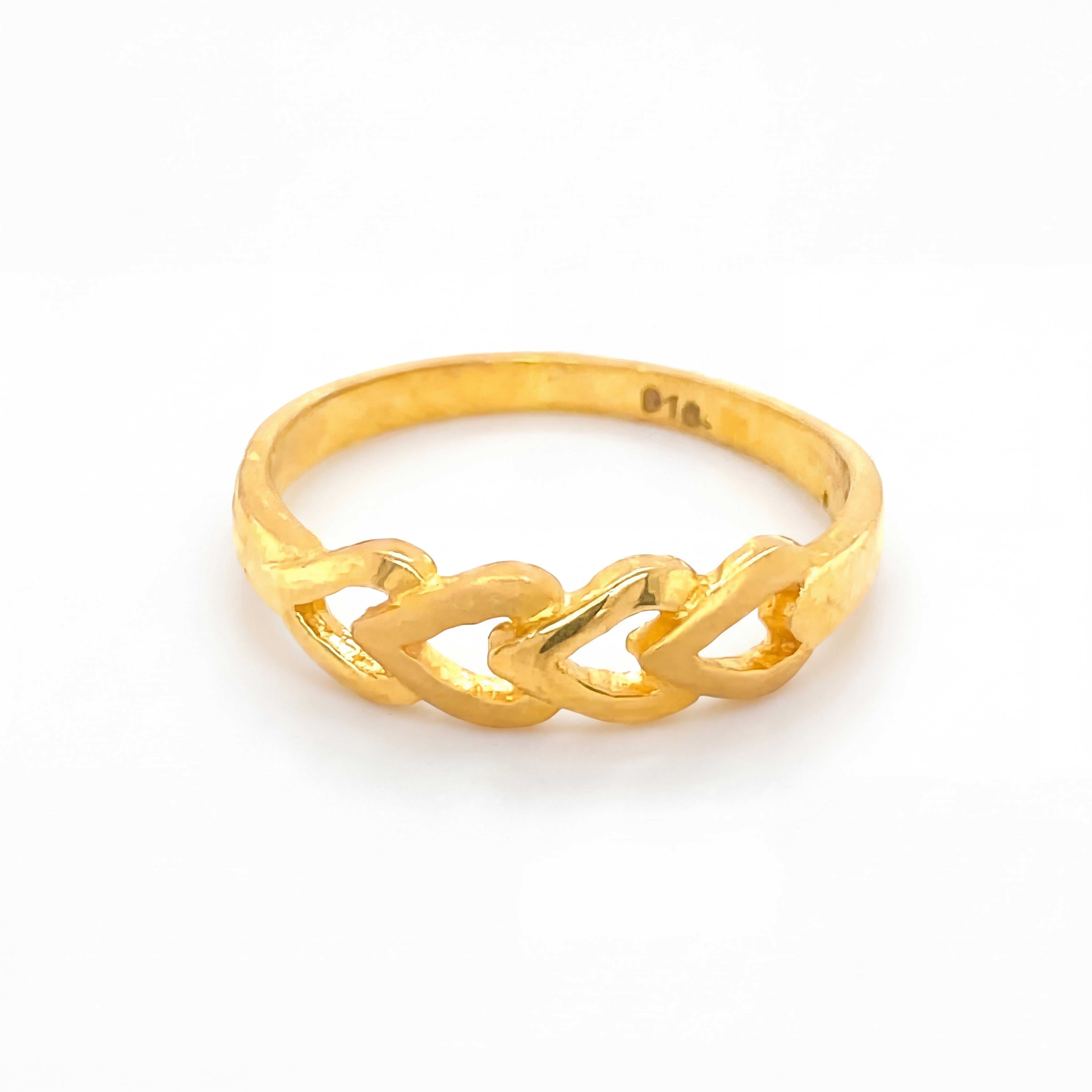 22KT Trendy Heart Chain Gold Ring for Women