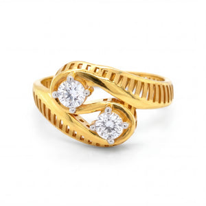 22KT Gold Designer Cutwork CZ Ring