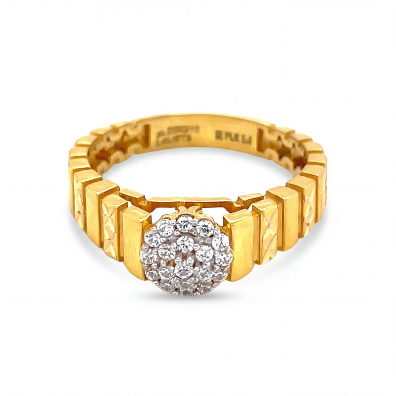 22KT Heavy Band Gold CZ Ring