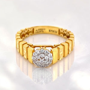 22KT Heavy Band Gold CZ Ring