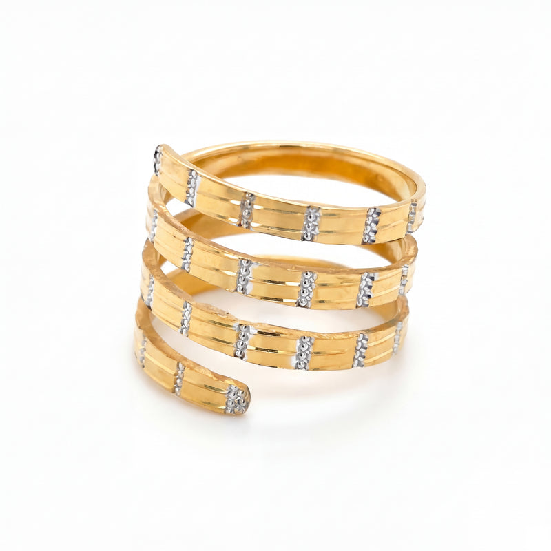 22KT Multi-Layered Gold CZ Ring