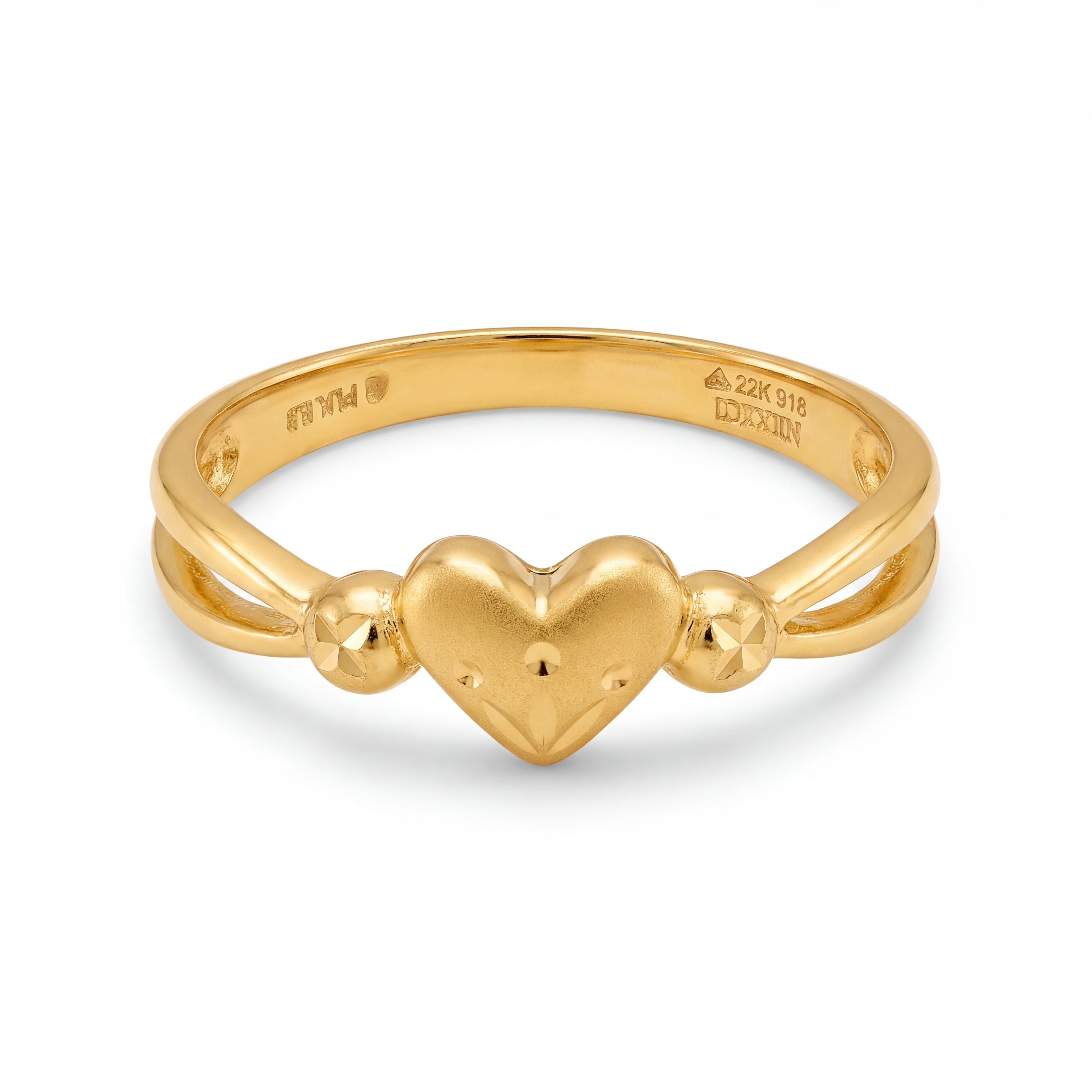 22KT Gold Heart Ring for Women