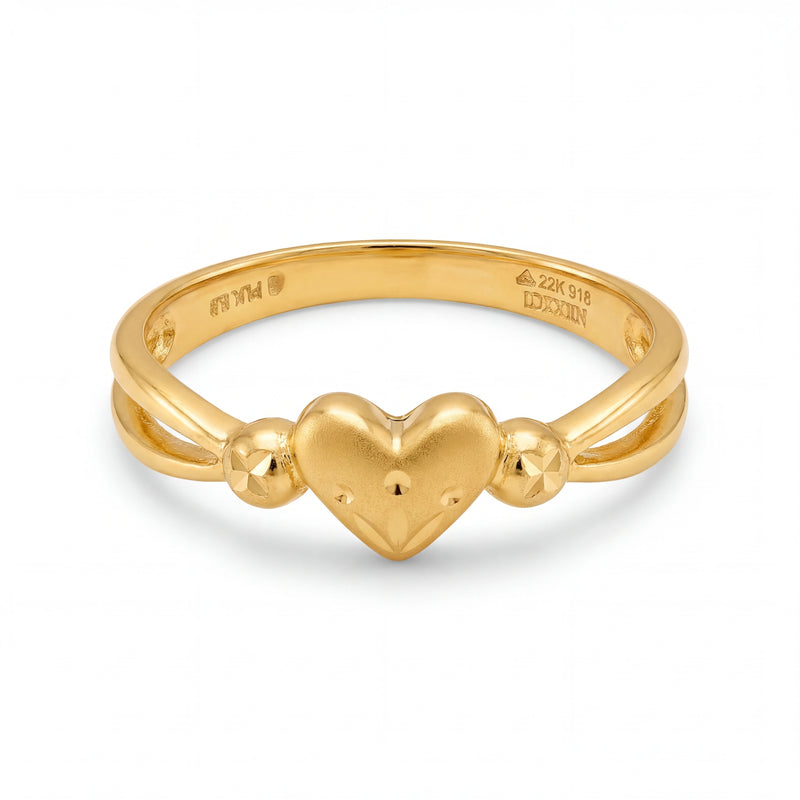 22KT Gold Heart Ring for Women
