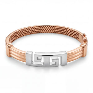 18KT Two-Tone Gold Greek Key Kada for Men