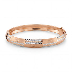 18KT Two-Tone Gold Stone-Studded Kada for Men