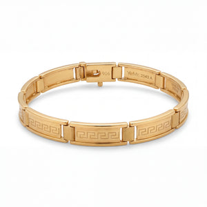 22K Gold Greek Key Design Kada for Men | Classic Gold Bracelet