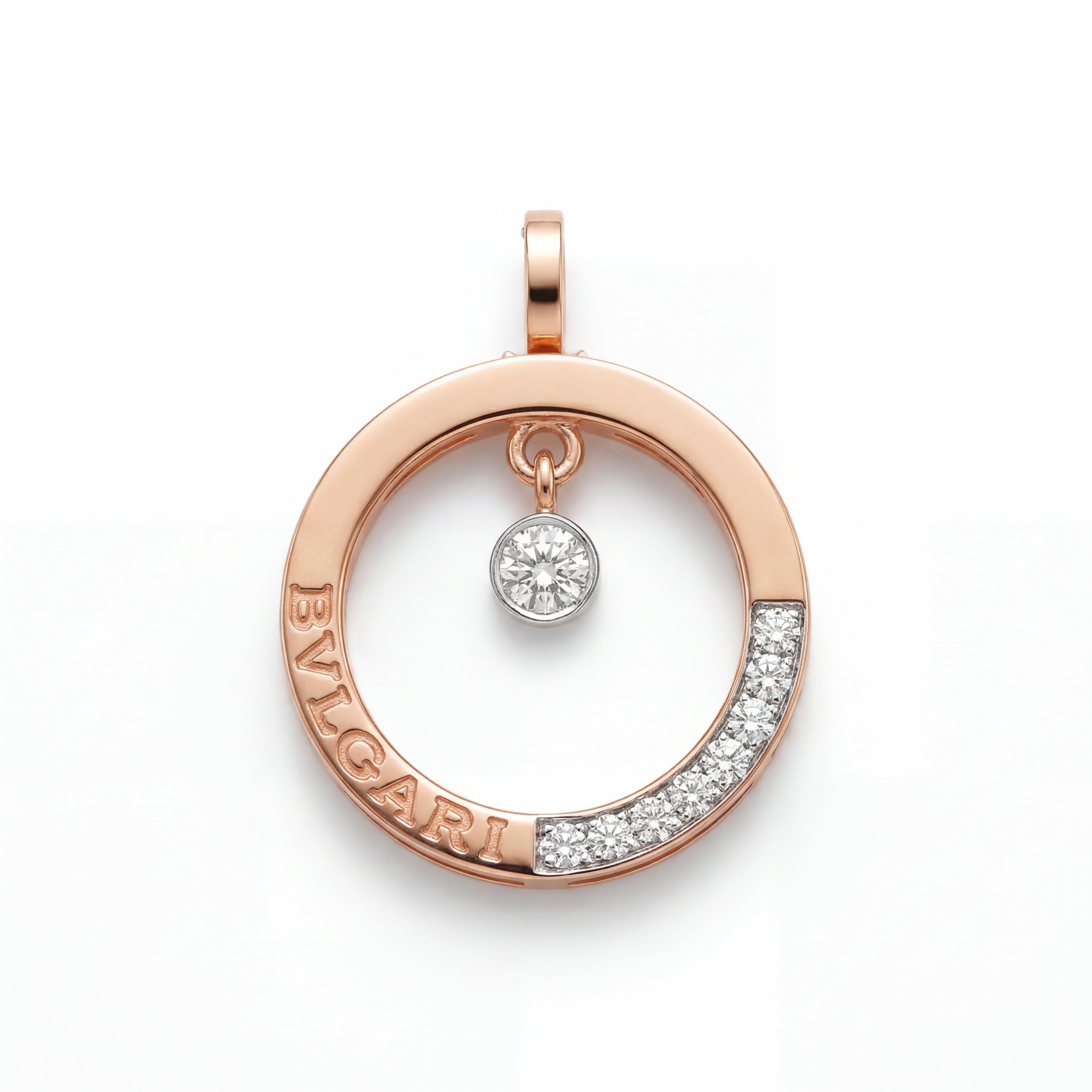 Circle Diamond Drop Pendant in Gold