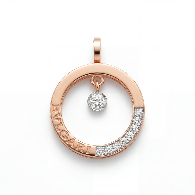 Circle Diamond Drop Pendant in Gold