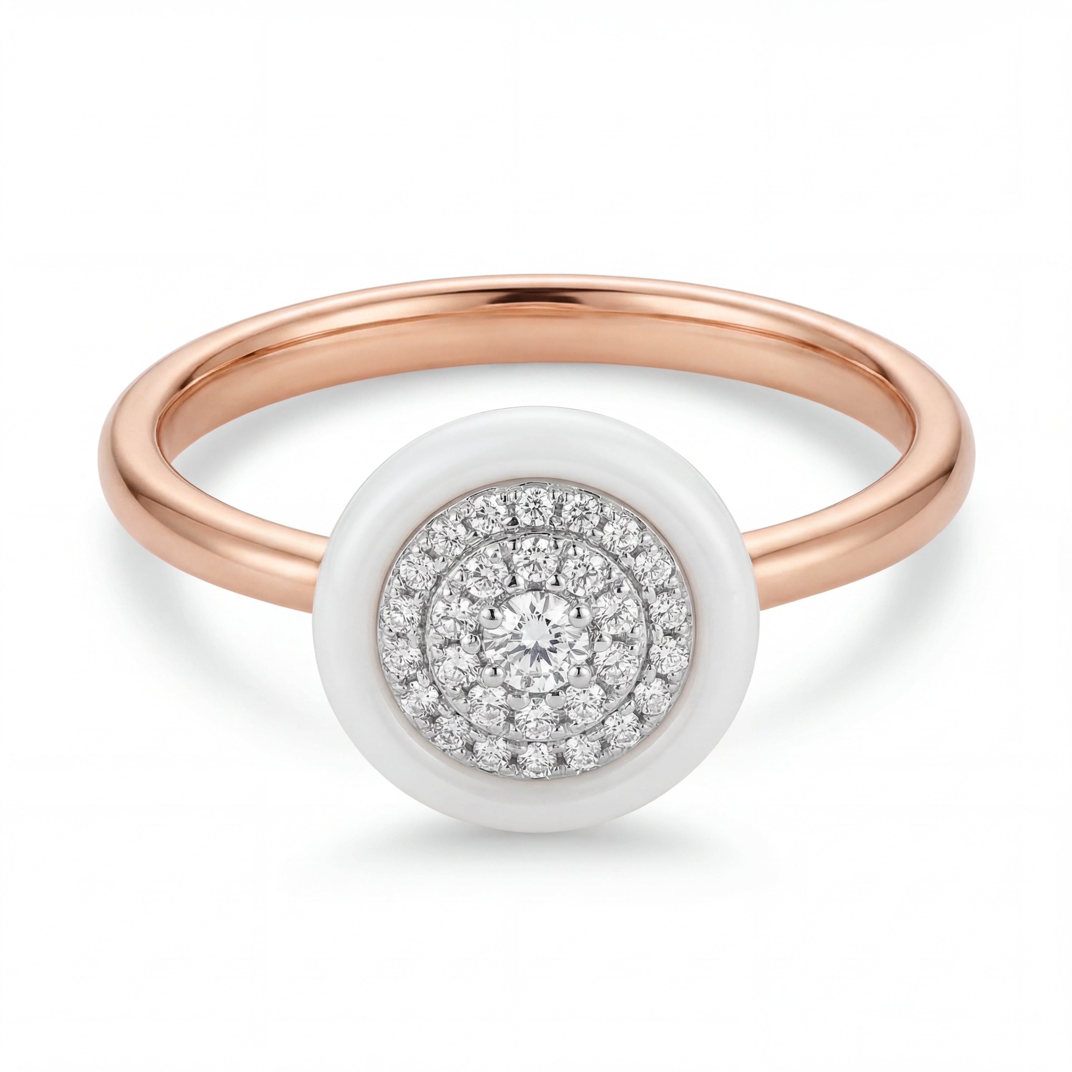 Round Diamond Halo Gold Ring