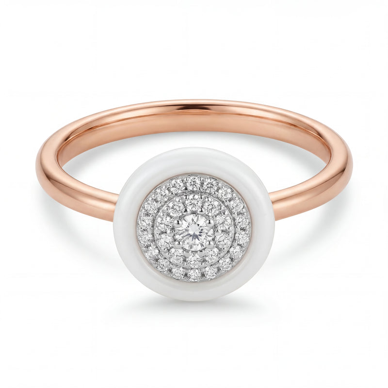 Round Diamond Halo Gold Ring