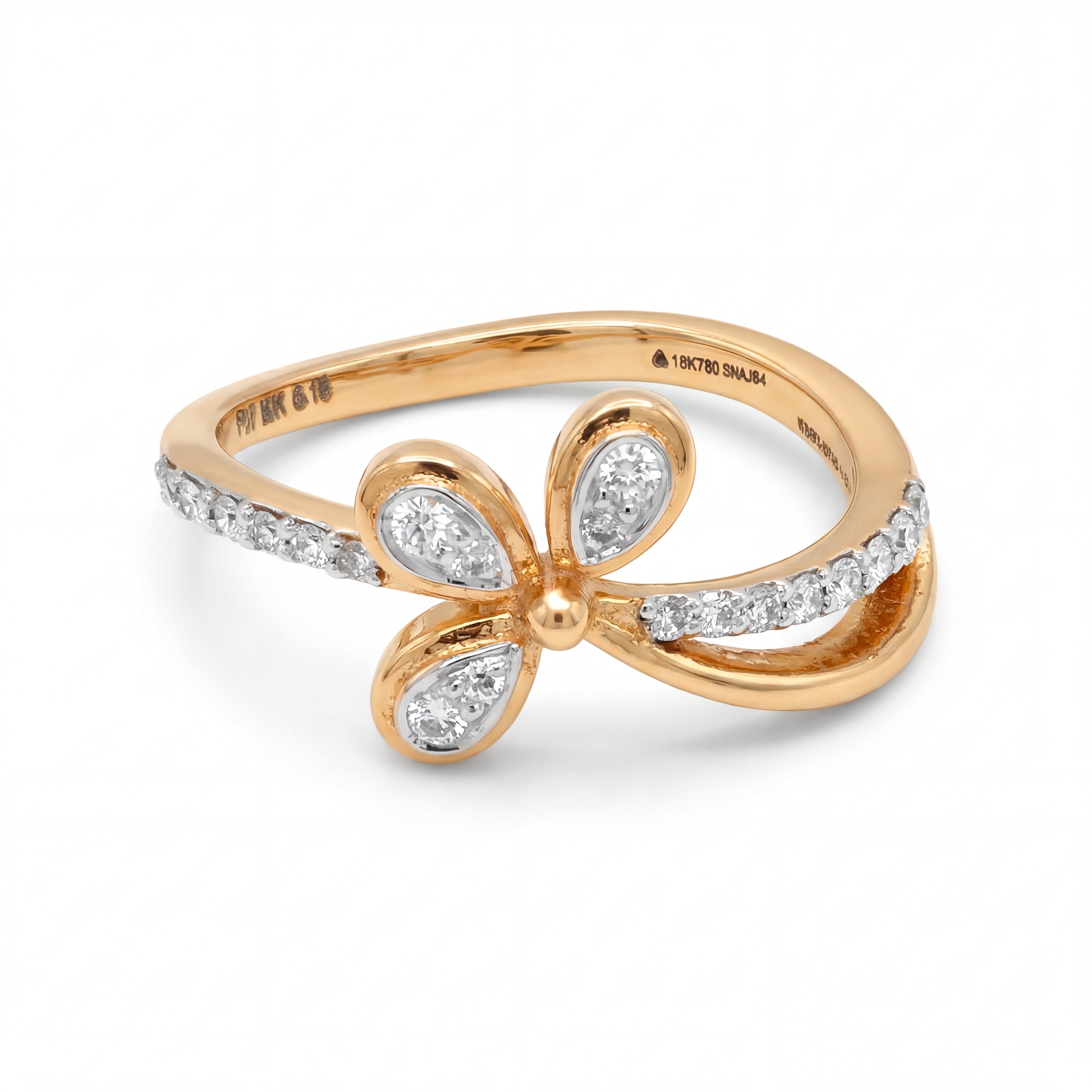 Diamond Floral Gold Ring