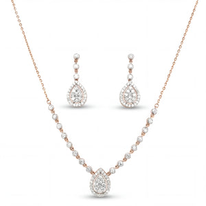 Diamond Pendant Necklace Set with Drop Earrings