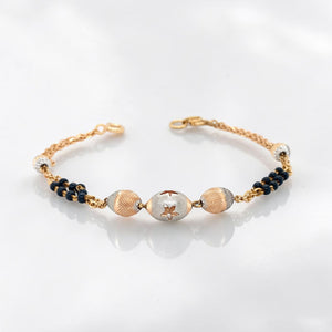 18KT Gold Bracelet with Textured Beads | Latest Design
