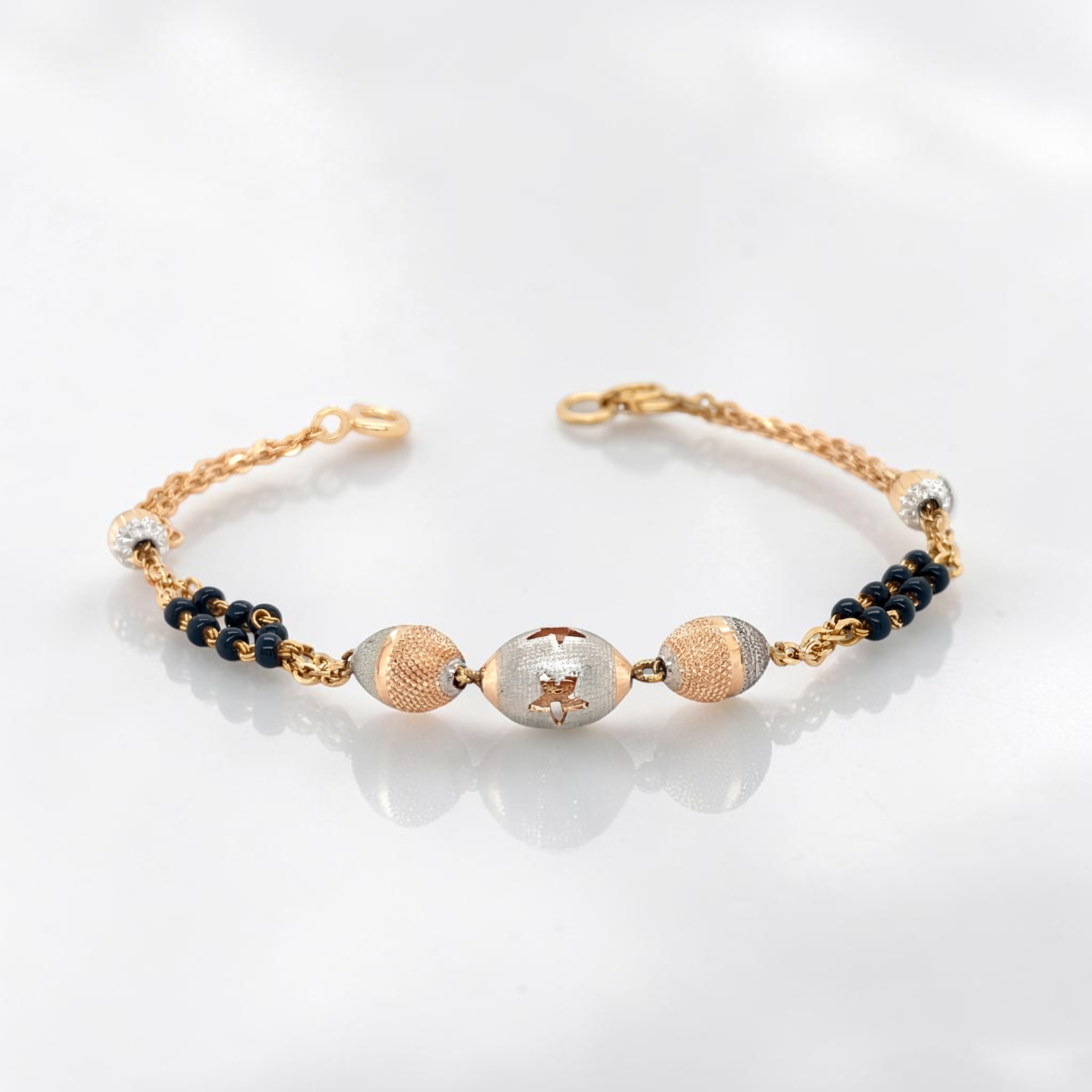 18KT Gold Bracelet with Textured Beads | Latest Design