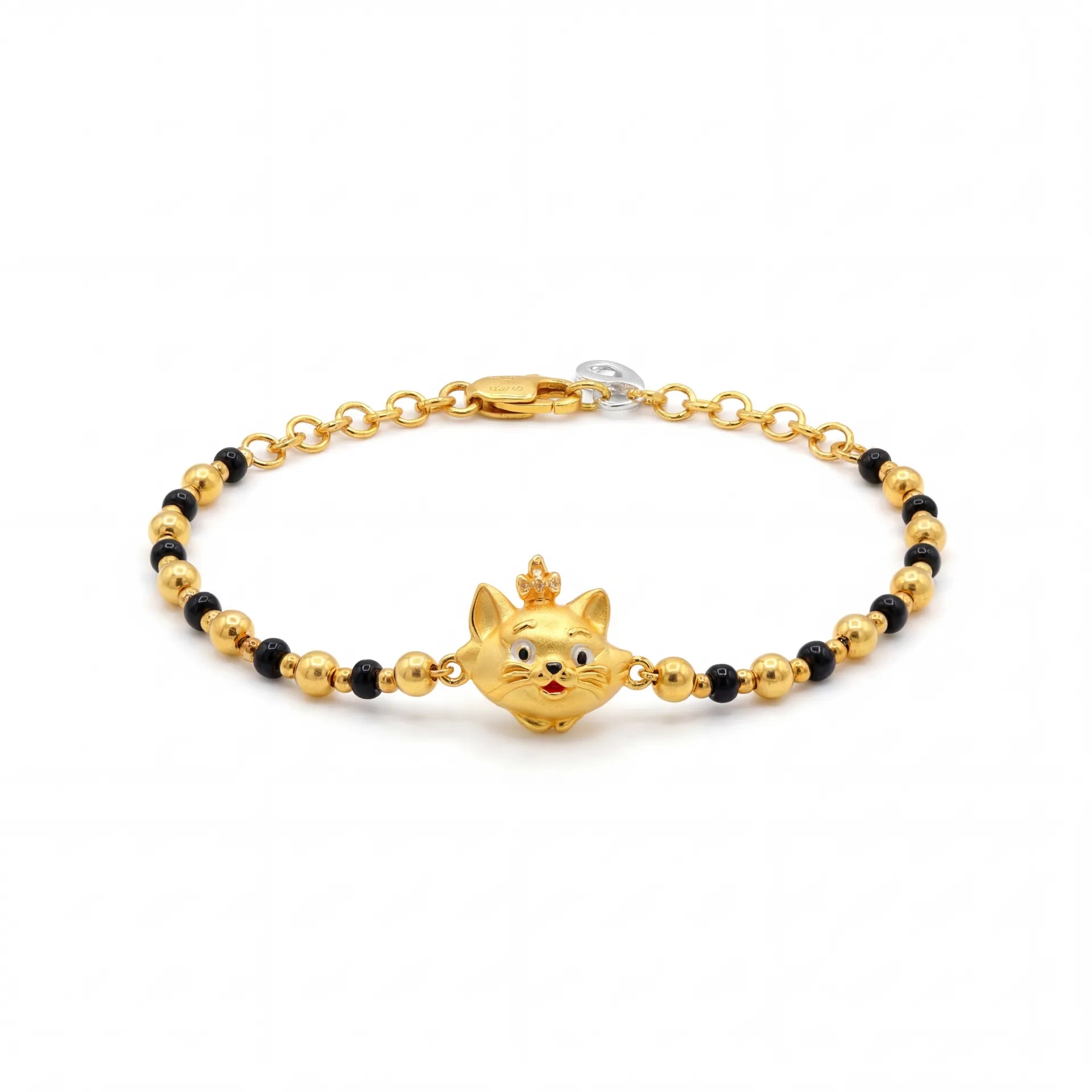 22K Gold Bachaa Black Bead Bracelet