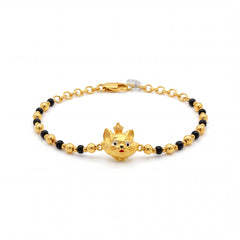 22K Gold Bachaa Black Bead Bracelet