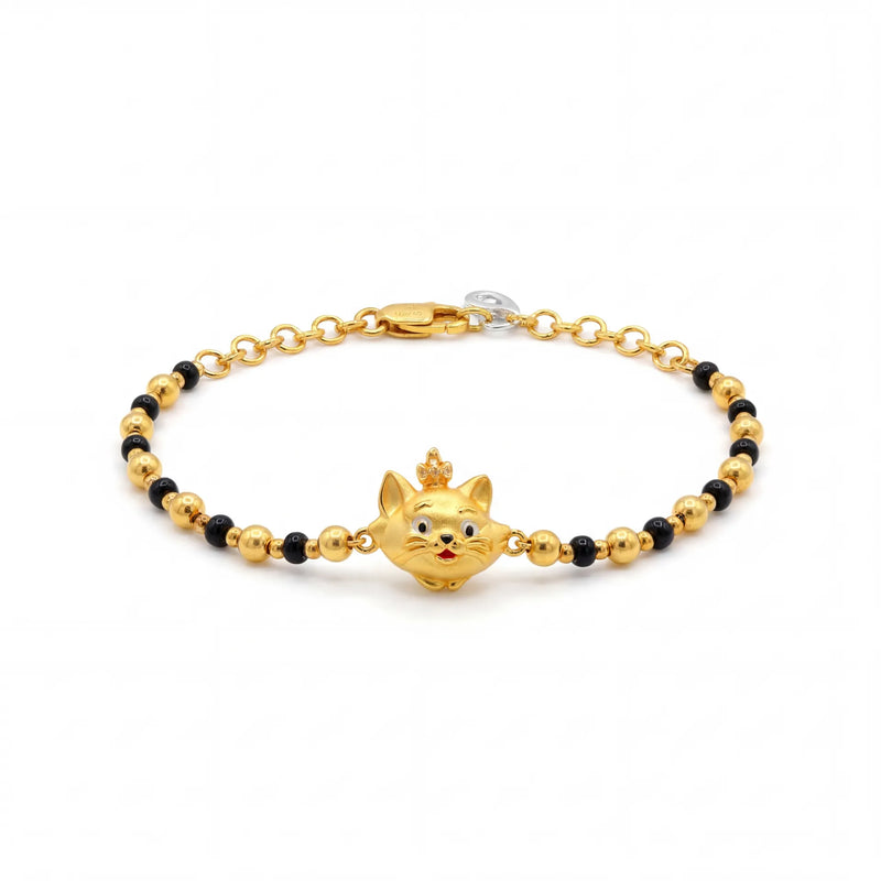22K Gold Bachaa Black Bead Bracelet