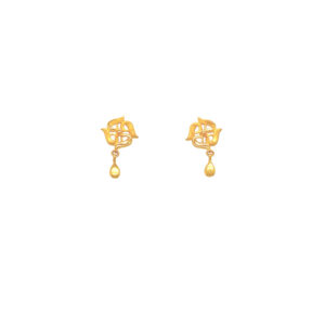 22KT Fancy Swastik Earring with Drop Hanging for Daily Wear