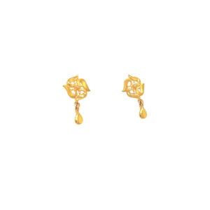 22KT Fancy Swastik Earring with Drop Hanging for Daily Wear